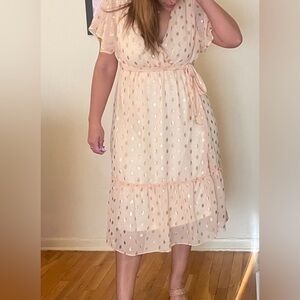 Cocktail Dress. Gold Polkadots